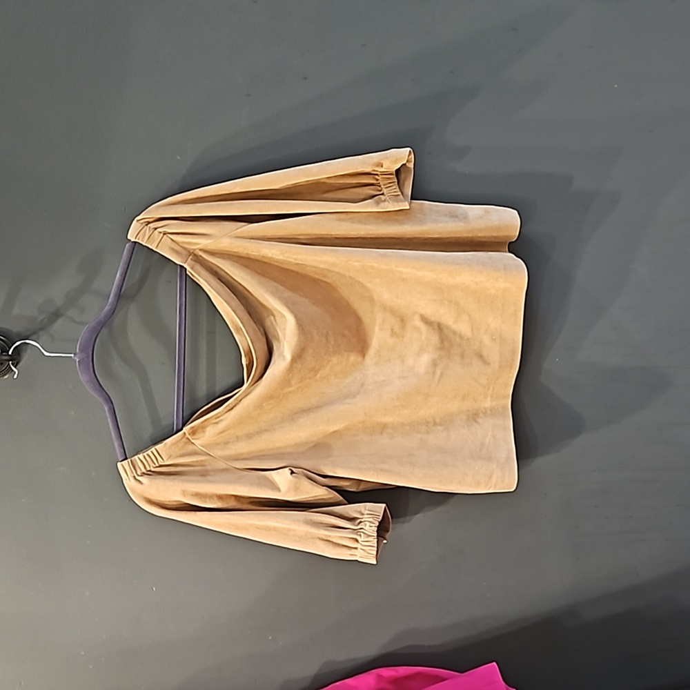 Chico's Black Label collection off the shoulder suede top size 3